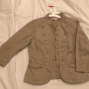 Loft Lightweight Jacket, tan, 100% cotton, 00P. 3/4 length sleeves